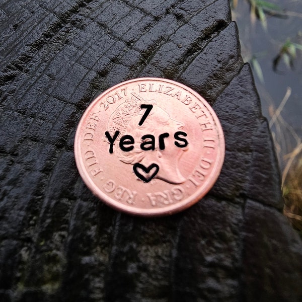 Lucky 2017 Penny Personalised Copper 7th Wedding Anniversary Gifts Husband Wife Pocket Coin Accessories Men Him Love Handmade Stamped Cute