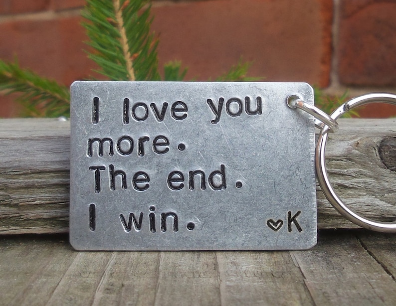 i love you more the end I win Christmas Anniversary birthday gift personalised keyring keychain