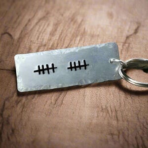 10th Anniversary Aluminum Keychain: Tally Mark Gift for Couple