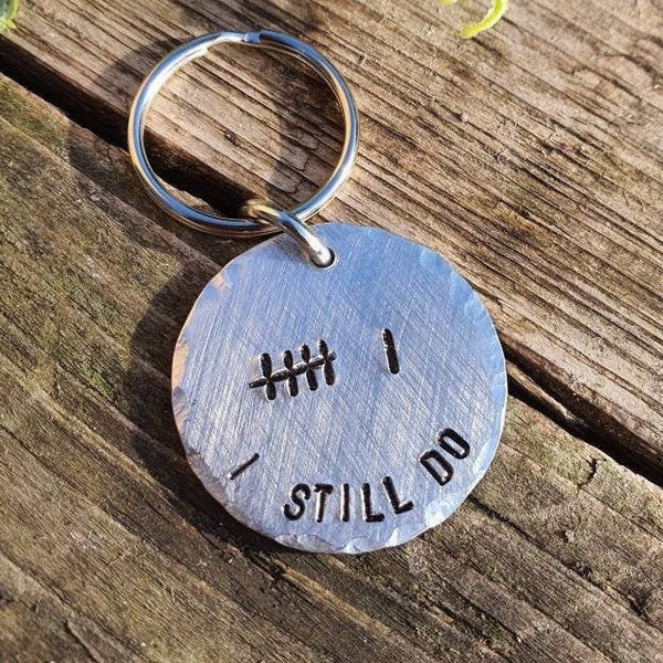 6 Tally Mark Keyring Husband Wife Gifts For Men Women 6th Wedding Iron Anniversary Personalised 6 Years Keychain I Still Do Hand Stamped