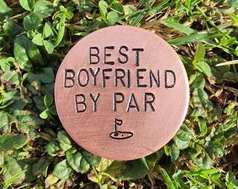 BEST BOYFRIEND By Par Valentines Copper Golf Ball Marker Gift Golfing Sports Accessories Sport Men Him Love Anniversary valentines day gift