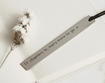 11 Chapters In Many More To Go Bookmark Personalised Tally Mark 11th Steel Wedding Anniversary Gift Hand Stamped Handmade