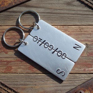 Handmade Personalised Initial Keychain Set Vow Renewal Anniversary Date Keyring Couples Gift Boyfriend Girlfriend Gift Secret Message