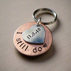 I STILL DO Hand Stamped Keyring Husband Wife Couples Gifts 8th Bronze Wedding Anniversary Heart Personalised 8 Years Bronze Keychain