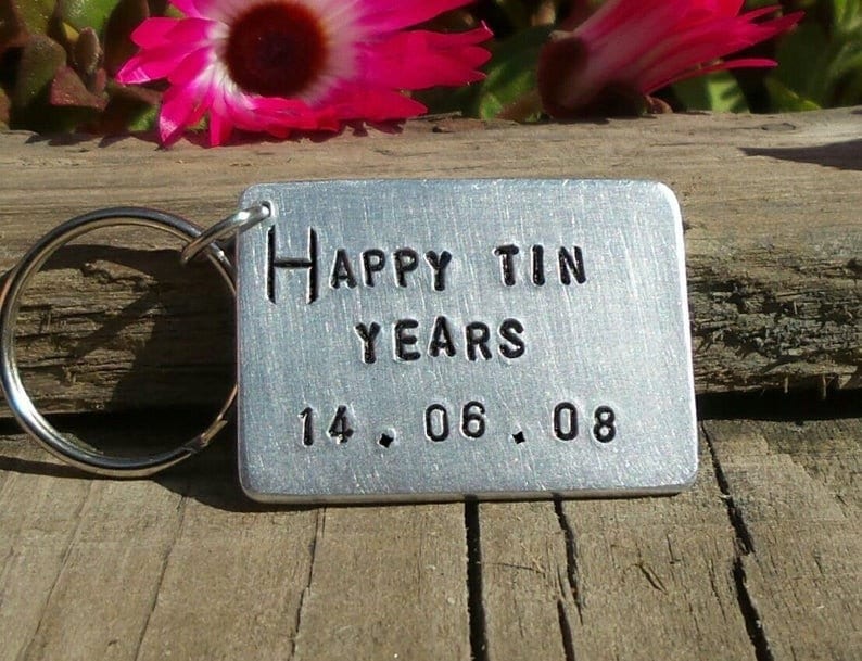 HAPPY TIN YEARS 10 Year Anniversary 10th Gifts Keyring