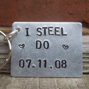 I STEEL DO Portachiavi personalizzato per 11 anni, regalo per l'undicesimo anniversario di matrimonio per uomini, donne, marito e moglie, portachiavi tradizionale dell'amore, personalizzato
