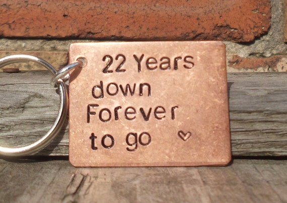 22 YEARS Down Forever To Go 22nd Year Copper Wedding Anniversary Gifts For  Men Him Her Parents Personalised Husband Wife Keychain Love