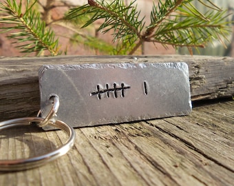 6 TALLY MARK Keyring Husband Wife Gifts  For Men Women 6th Iron Wedding Anniversary Personalised 6 Years Traditional Keyring Love Keychain