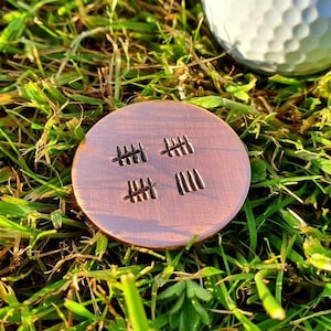 19th Anniversary Copper Golf Ball Marker: Tally Mark Gift