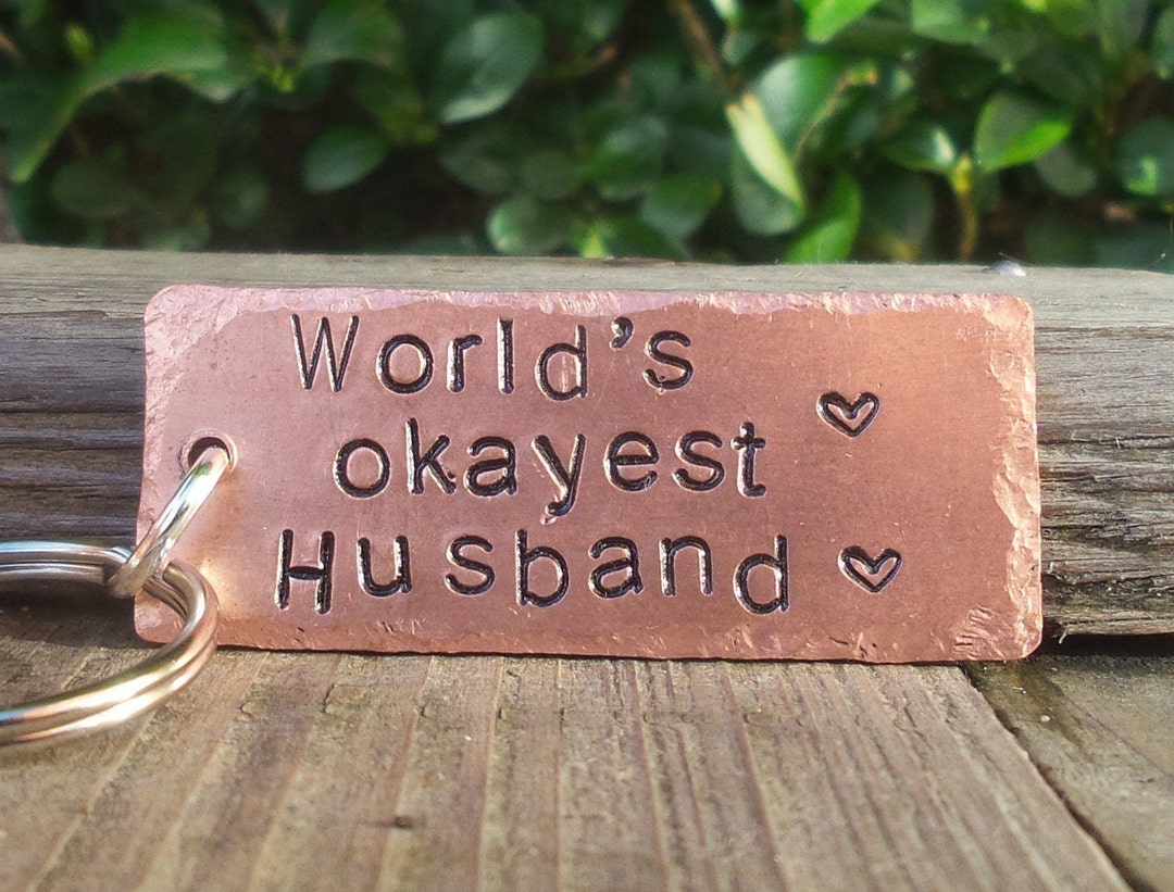World's OKAYEST HUSBAND Christmas 2024 Keyring Gifts Love Men