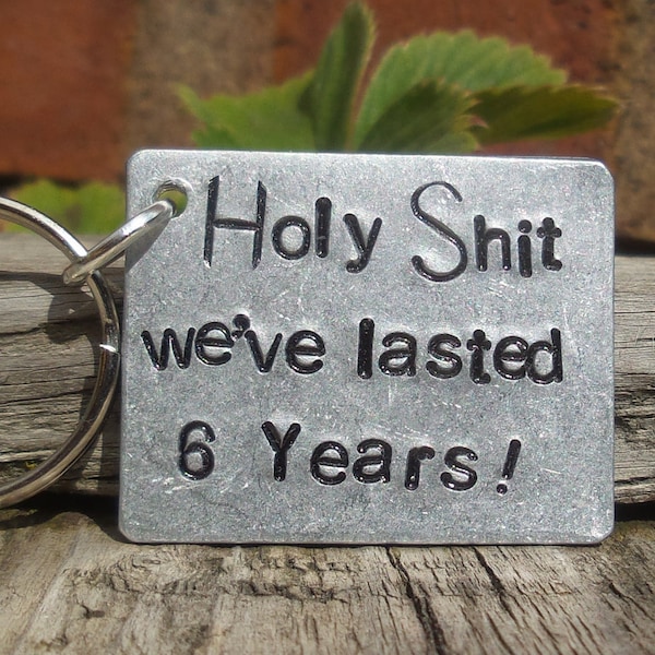 Holy Shit We've Lasted 6 YEARS 6th Year Iron Wedding Anniversary Gifts For Women Her Funny Personalised Keychain I Love You Husband Keyring