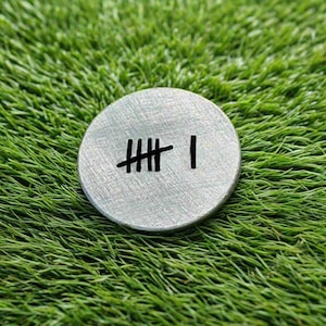 Handmade 6th Anniversary Golf Ball Marker: Tally Mark Gift