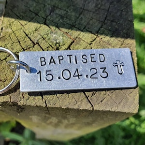 Baptised PERSONALISED Baptism Gifts for Adults Him Her Christianity Gift Husband Wife Gods LOVE Catholic gift Keychain Special Date Day Hope