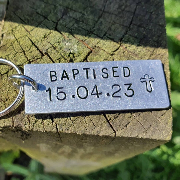 PERSONALISIERTE Taufe Geschenke für Erwachsene Ihn Ihr Christentum Geschenk Ehemann Frau Götter LIEBE Katholisches Geschenk Keychain Special Date Day Hope