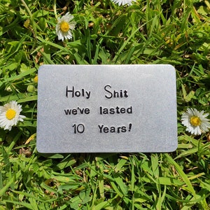 Nous avons duré 10 ANS, 10e anniversaire de mariage, cadeau en aluminium pour portefeuille, carte personnalisée drôle, je t'aime mari