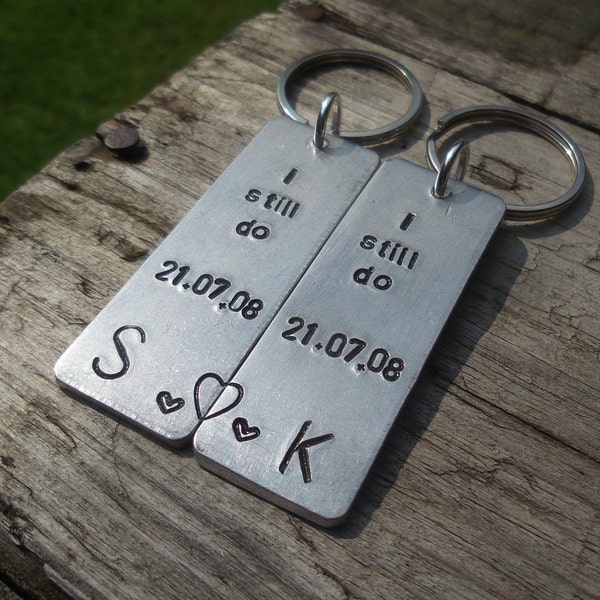 Pair Of I STILL DO Key Chains Gifts 10th Wedding Anniversary For Him Her PERSONALIZED Husband Wife Keychains Aluminium KeyRing Love Matching