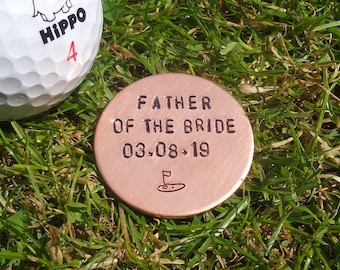 Solid Copper PERSONALISED Golf Ball Marker GOLF GIFTS For Him Fathers Day Golfing Accessories Sports gifts for Men Pocket Coin Dad Grandad