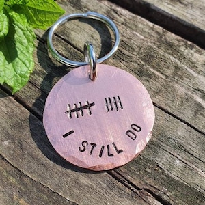 9th Anniversary Copper Keychain: Tally Mark &#39;I Still Do&#39; Gift