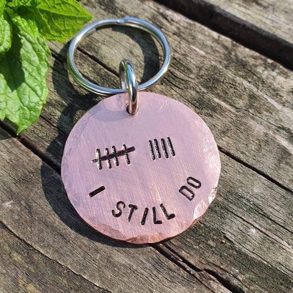 9th Anniversary Gift Personalised Copper Keychain Tally Mark 9 Years 'I Still Do' Gift Husband Wife Handmade Keyring Hand Stamped Cute Gift