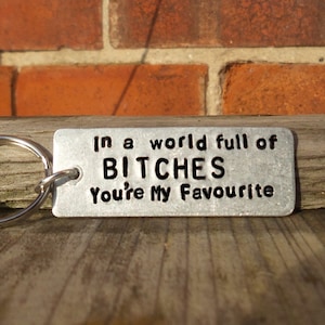 In A World Full of BITCHES You're My FAVOURITE Funny Gifts Keychain Keyring Novelty Present For BFF Her Women Bestie valentines Gift