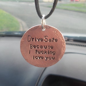 Drive Safe I Love You REAR VIEW MIRROR Charm Gifts for Him Men Boyfriend Husband Son Copper Girlfriend Gift Trucker valentines Personalized