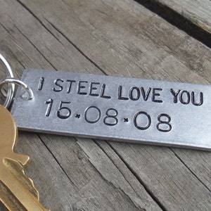 I STEEL Love You Personalized 11 YEARS 11th Wedding Anniversary Gifts For Men Women Keyring Key Chain Husband and Wife Traditional Gift