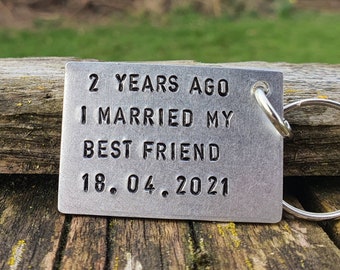 2 YEARS Ago I Married My Best Friend 2nd Wedding Anniversary Gifts For Her Men Personalised Husband Wife Keyring Love Customised Keychain