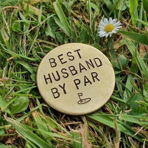 BEST HUSBAND By Par Golden Golf Ball Marker Brass Anniversary Husband Golfing Accessories Sport Birthday Valentines Day Gifts For Men Him