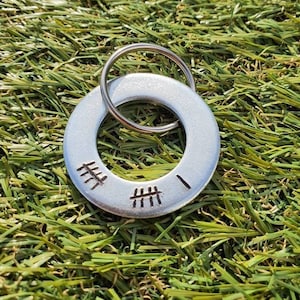 TALLY MARK 11 YEARS Stahl 11. Hochzeitstag Geschenke für Männer Ihre personalisierte Mann Frau Schlüsselbund Liebe Paar Hand gestempelt Schlüsselring