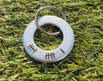 TALLY MARK 11 YEARS Steel 11th Wedding Anniversary Gifts For Men Her Personalised Gift Husband Wife Keychain Love Couple Hand Stamped Indie