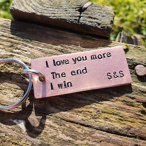 Copper I Love You More The End I Win Keyring Christmas Present Boyfriend Girlfriend Keychain Personalised Husband Wife Gifts Cute Soulmate