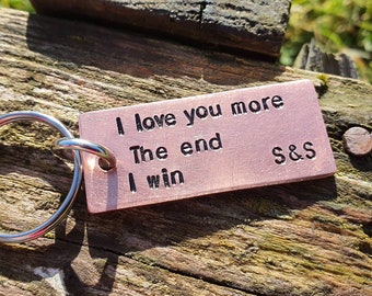 Copper I Love You More The End I Win Keyring Boyfriend Birthday Girlfriend 7th Anniversary Personalised Husband Wife Gifts Keychain Dad Mum