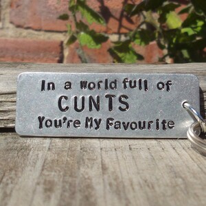 In a World Full of CUNTS You're My FAVOURITE Funny valentines Gifts For Him KeyRing C Word Cunt Husband Keychain Boyfriend Girlfriend Cheeky image 2