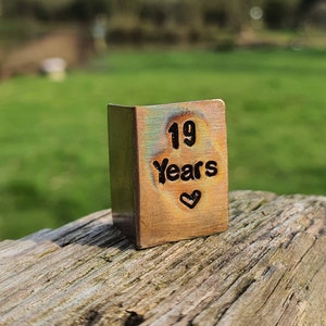 19 Years Hand Stamped Miniature Anniversary Card 19th Wedding Anniversary Tiny Card Hand Crafted Personalised Husband Wife Bronze 19 Year