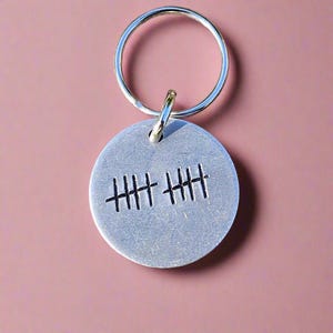 Tally Mark 10th Anniversary Keychain: Handmade Aluminum Keyring