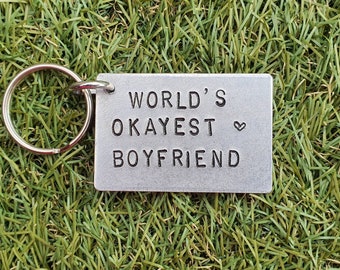 World's Okayest Boyfriend Funny Gifts For Him Men Birthday Novelty Best Valentines Day 2024 Keychain Keyring I Love You Girlfriend Boyfriend