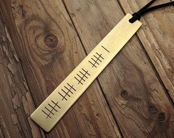 TALLY Mark 21 BRASS Bookmark Personalised Brass 21st Anniversary Gift Hand Stamped Traditional Handmade 21 Years Custom