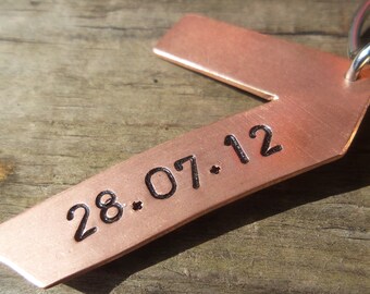 Number 7 Solid COPPER Personalised 7 Years 7th Anniversary Gifts For Men Him Her Traditional Gift Husband Wife Keyring Keychain