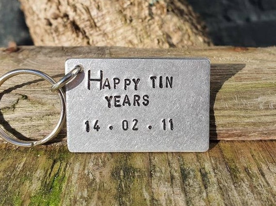 HAPPY TIN YEARS 10 Year Anniversary 10th Gifts Keyring Gift for