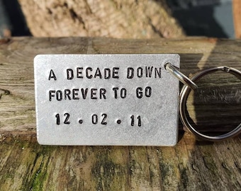 A DECADE DOWN Forever To Go 10th Tenth Wedding Anniversary Gifts For Men Women Unique Tin Aluminium Gifts Wife Husband 10 Years I Love You