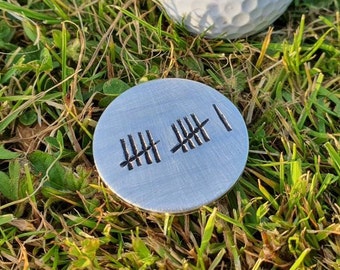 11 TALLY MARK Golf Ball Marker Husband Wife Gifts For Men Him 11th Steel Wedding Anniversary Personalised 11 Years Love Hand Stamped Golfer