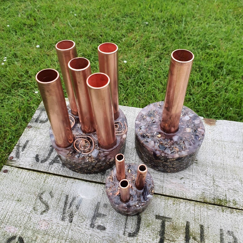 Mini Cloudbuster 3 Pipes EMF 5g Protection Orgonite Tensor Rings Powerful Chemtrails Orgone Energy Generator Shungite Amethyst Rose Quartz