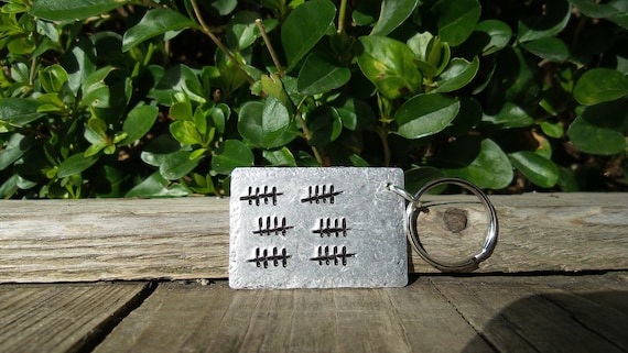 30th Anniversary Gift Keychain, Tally Mark Handcrafted Aluminum Keyring 30 Years Personalised Husband Wife