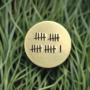 21st Anniversary Brass Golf Marker: Tally Mark Gift