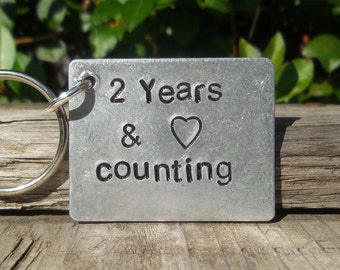 2 YEARS & COUNTING 2nd Wedding Anniversary Gifts For Him Her Men Women Second Anniversary Personalised Husband and Wife Valentines Keyring