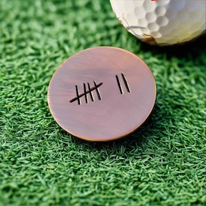 7 YEARS Wedding Anniversary Copper Golf Ball Marker Gifts Husband Golfing Accessories Sport Men Him Love 7th Anniversary Tally Mark Handmade
