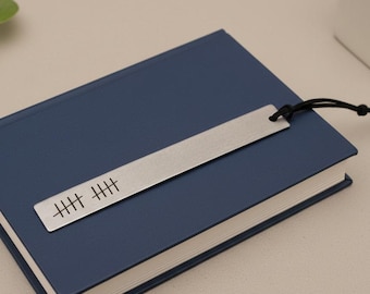 10 Years Bookmark Personalised Tally Mark Aluminium 10th Wedding Anniversary Gift Hand Stamped Handmade Book Mark Tin Gift