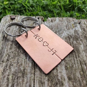Personalized Bronze Anniversary Keychains: Secret Message Couple Keyrings