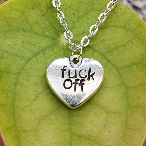 FUCK OFF Necklace Cheeky Rude Gifts BFF Jewelry Silver Jewellery Best Friend Pendant Accessories Alternative Fashion Sister For Her Birthday
