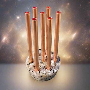 SUPER7 XL 7 Pipe Cloudbuster Rose Quartz Shungite Selenite Moonstone Copper Orgonite Protection Large Towerbuster 5g EMF Big Powerful Energy